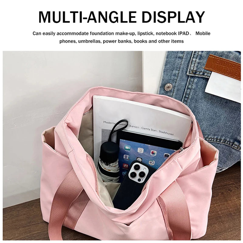 Women's Casual Tote Bag with Zipper & Multiple Pockets