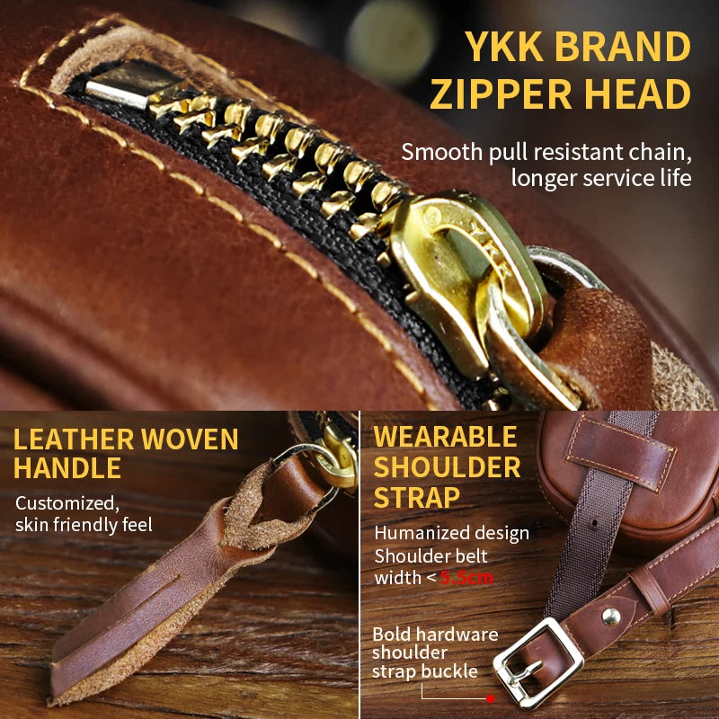 Genuine Leather Chest Bag – Adjustable Crossbody Fanny Pack