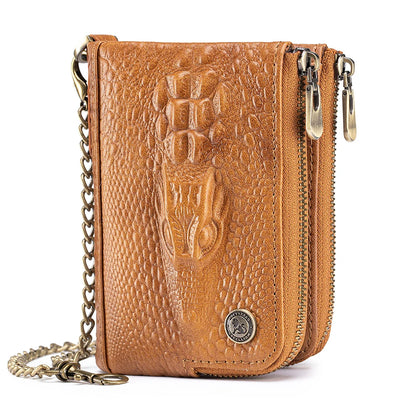 Crocodile Pattern RFID Wallet with Chain – Luxury Leather Card Holder