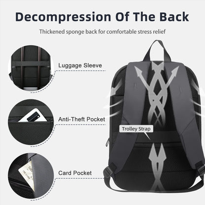 Business Backpack for Men – 17" Laptop, USB Port, Slim Expandable, Waterproof