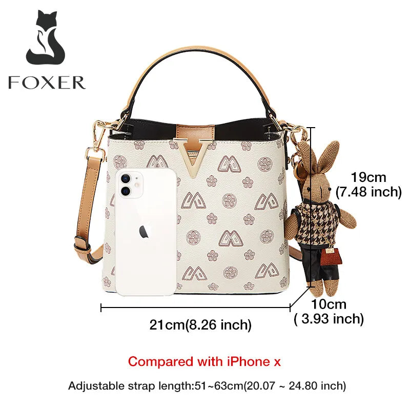Foxer Brand Retro Women S Handbag Small Bucket Bag Luxury Design Shoulder Dating Crossbody Girl