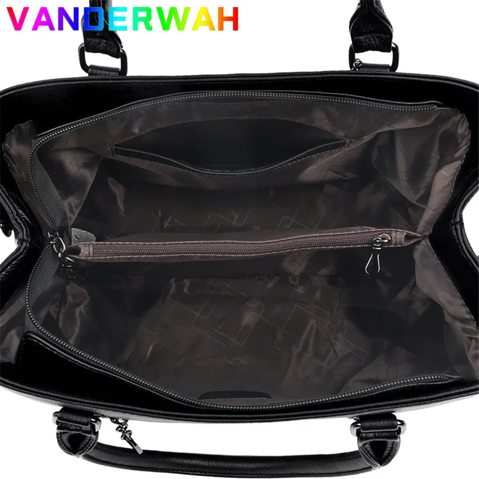 Women's Leather Tote Bag – Large Capacity Shoulder & Crossbody Handbag