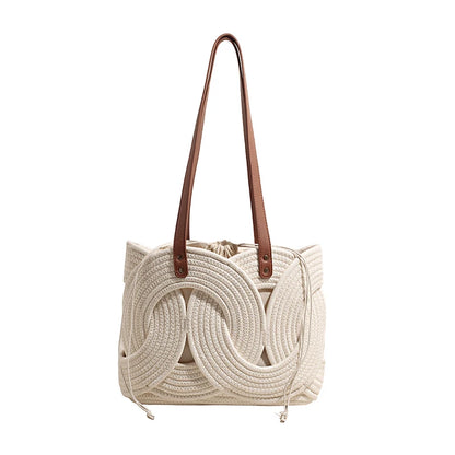 Rattan Straw Tote Bag – Women's Large Handwoven Beach Shoulder Bag