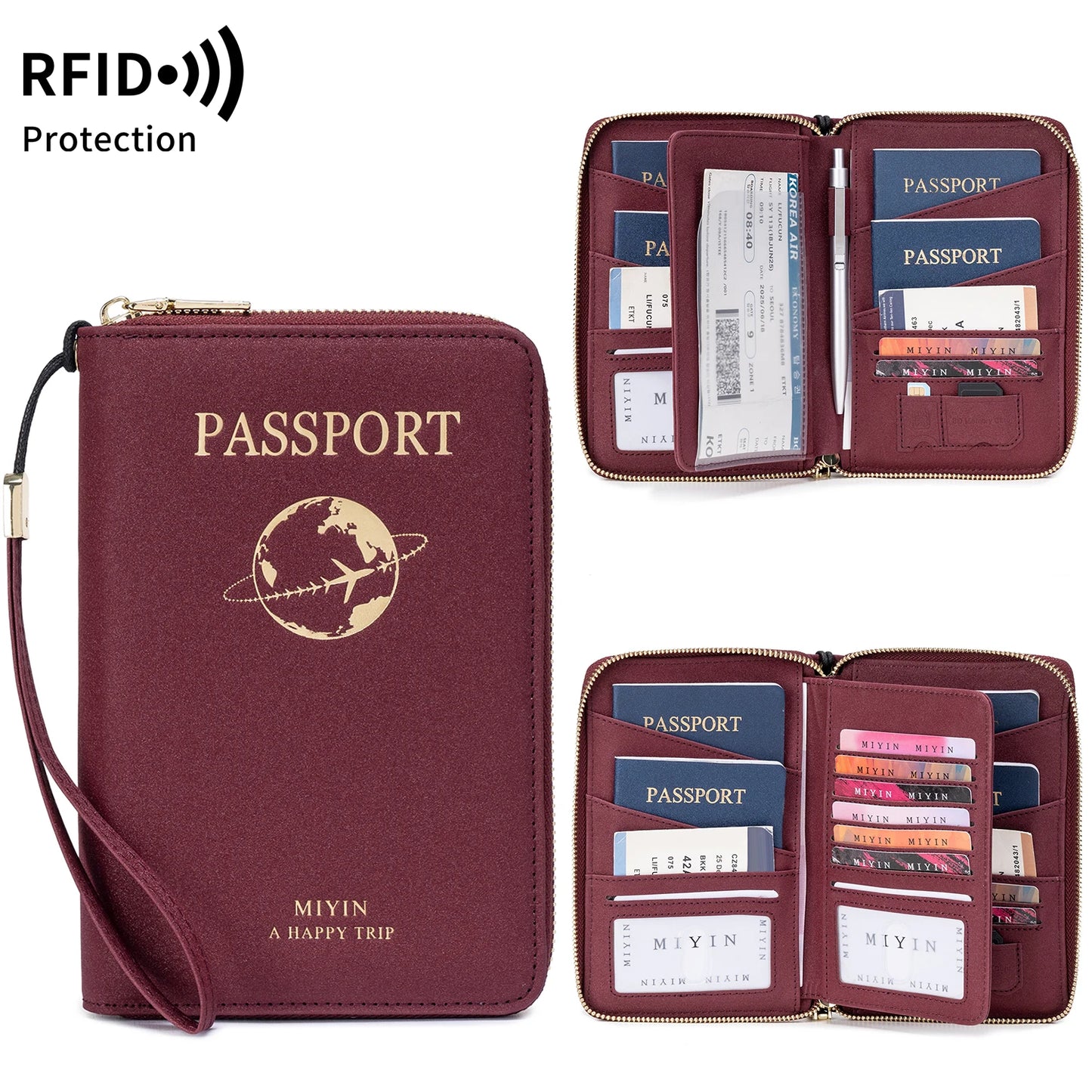 Passport Holder Travel Wallet – RFID Zip Organizer