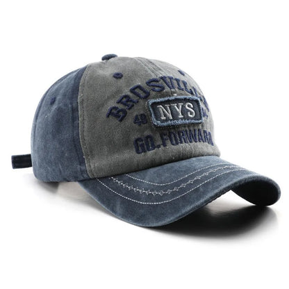 Retro Embroidered Baseball Cap – Washed Cotton Snapback Hat