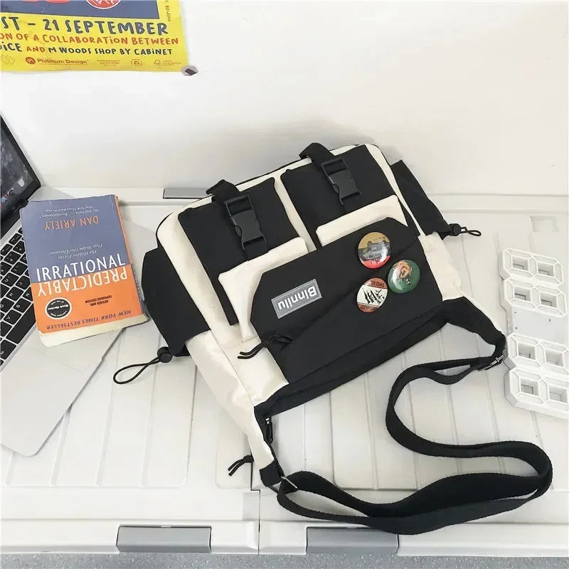 Harajuku Canvas Crossbody Messenger Bag for Men & Women