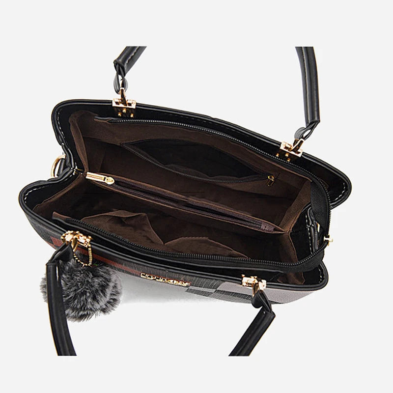 Luxury Vintage Plaid PU Leather Handbag for Women – Crossbody Shoulder Bag