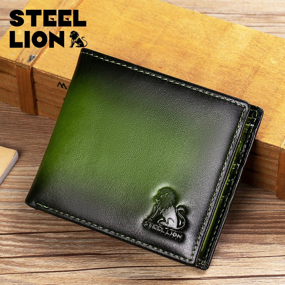 Steel Lion Men's Leather Bifold Wallet – RFID Anti-Theft Multi-Slot