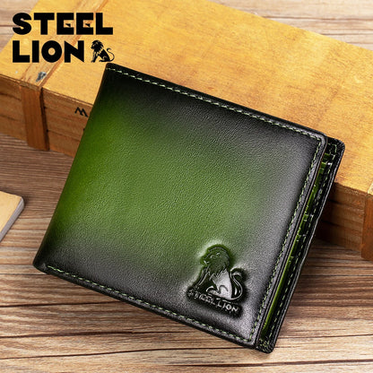Steel Lion Men's Leather Bifold Wallet – RFID Anti-Theft Multi-Slot