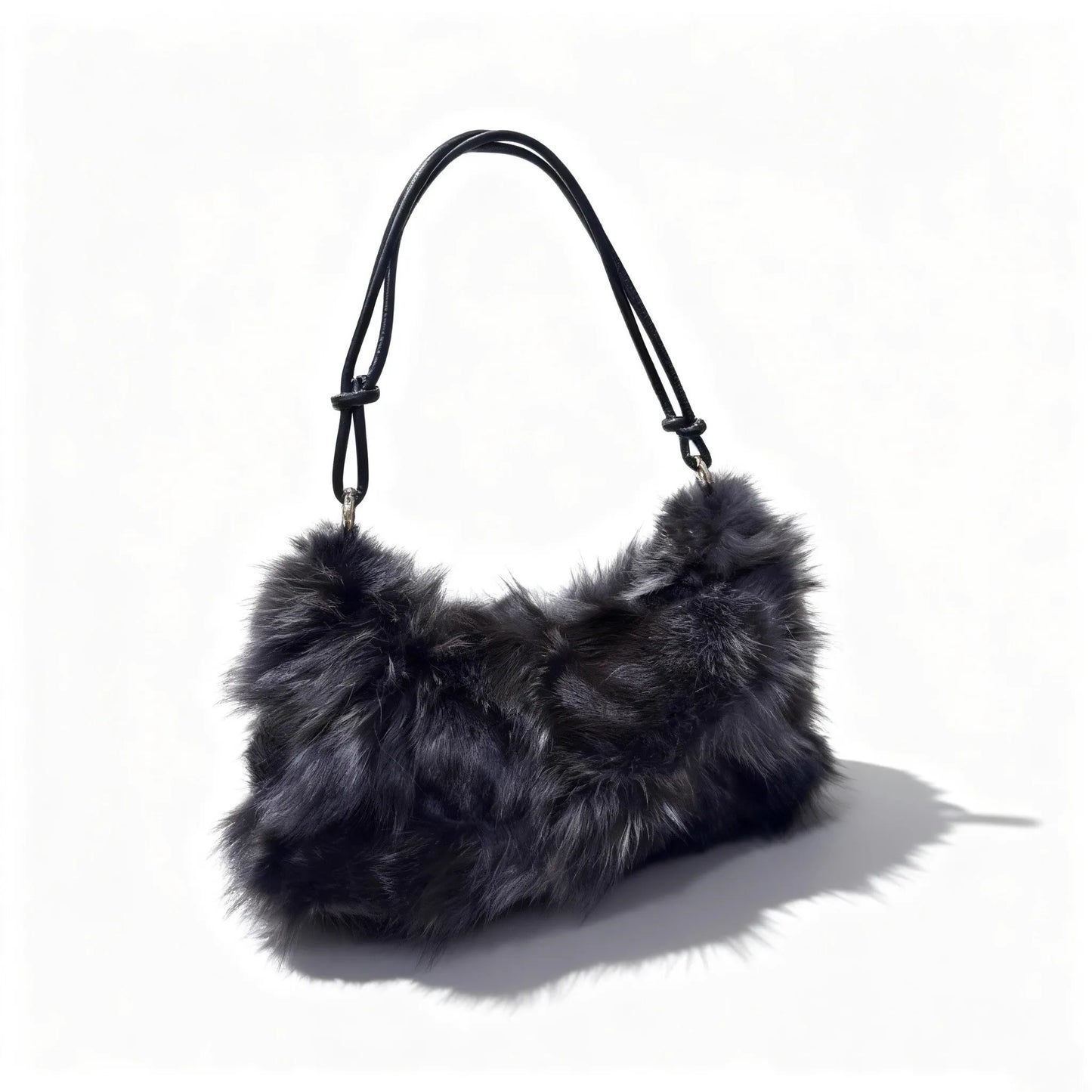 Real Fox Fur Woman Ladies Crossbody Bags Designer Luxury Handbags Women Handbag Shoulder Bag Fuzzy