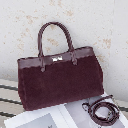 Women's Suede Leather Shoulder Bag – Soft Cowhide Handbag