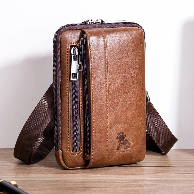 Men's Genuine Leather Waist Bag & Phone Pouch
