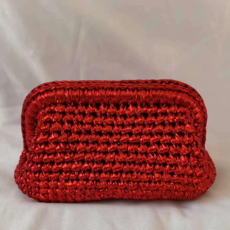 Metallic Crochet Clutch Bag – Woven Evening Purse