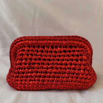 Metallic Crochet Clutch Bag – Woven Evening Purse
