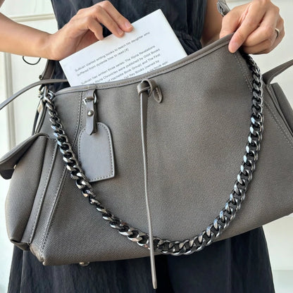 Moods Branded Shoulder Tote Bags Women Soft Pu Leather Large Capacity Commute Shopper Crossbody Bag