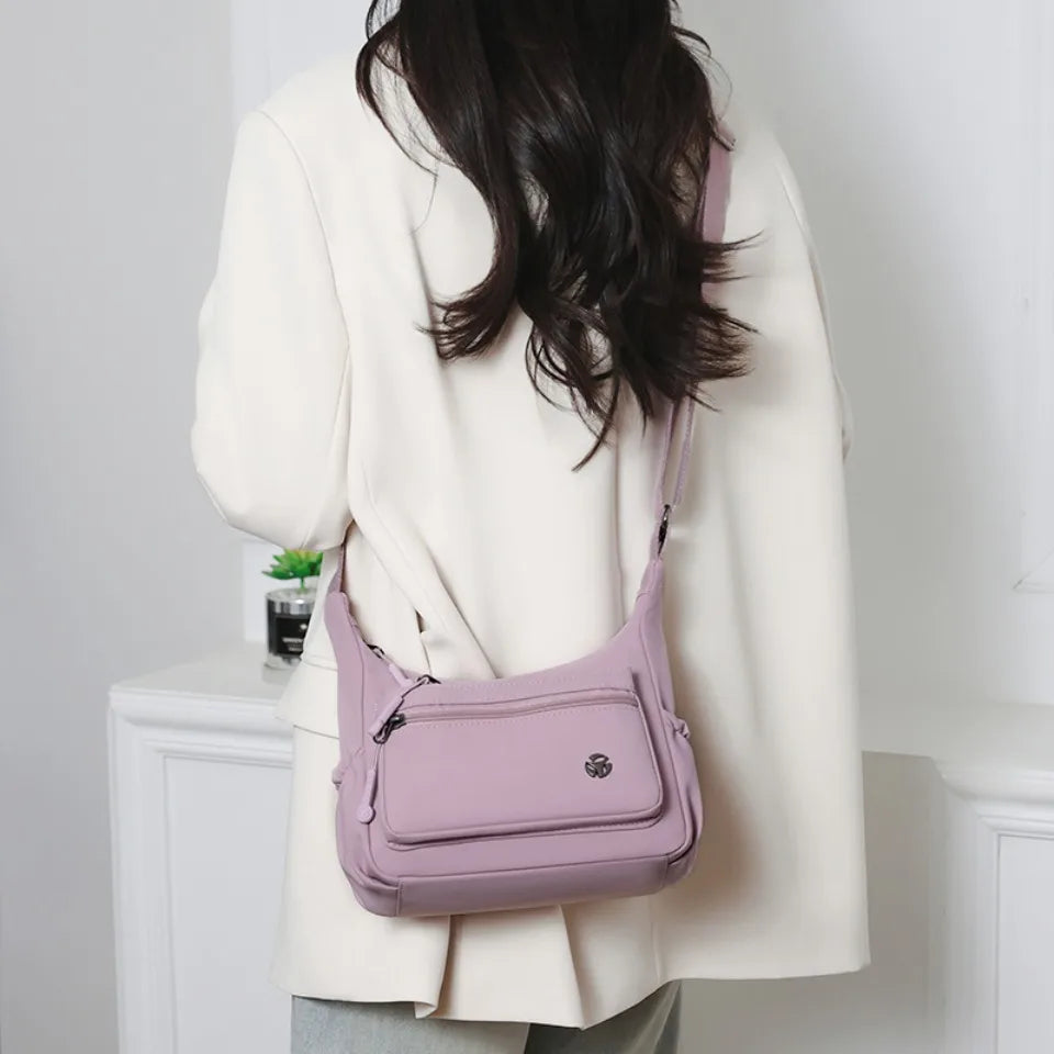Women's Lightweight Waterproof Nylon Crossbody Bag – Multi-Pocket Shoulder Handbag