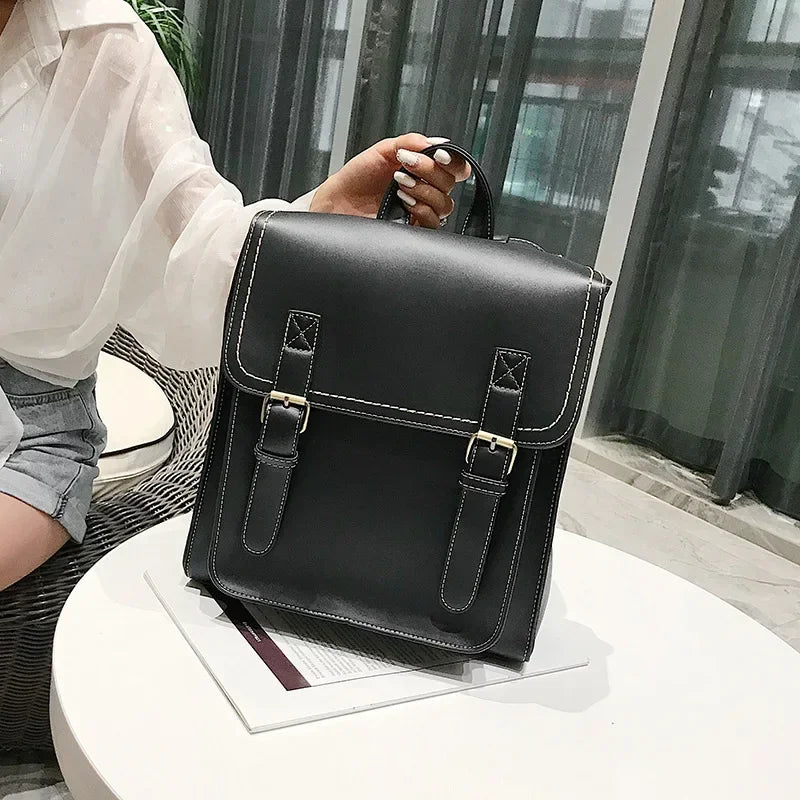 Vintage PU Leather Backpack for Women – Shoulder Bag