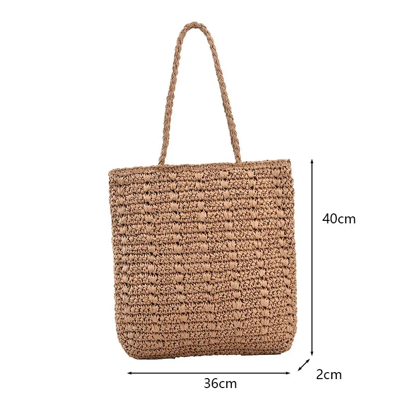 Large Straw Tote Bag Women's Handmade Bohemian Shoulder Bag