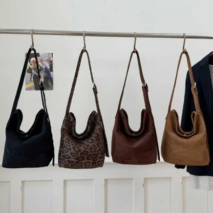 Leopard Print Crossbody Bag – Large Capacity Retro Shoulder Bag