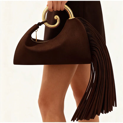 Fringe Suede Hobo Shoulder Bag – Boho Crossbody Bag for Women