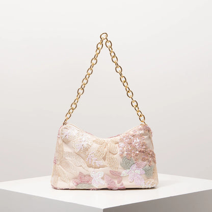 Floral Sequin Embroidery Shoulder Bag – Gala & Prom