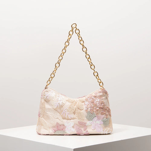 Floral Sequin Embroidery Shoulder Bag – Gala & Prom