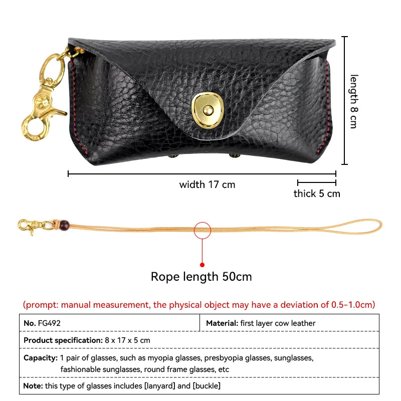 Genuine Leather Sunglasses Case with Snap Closure