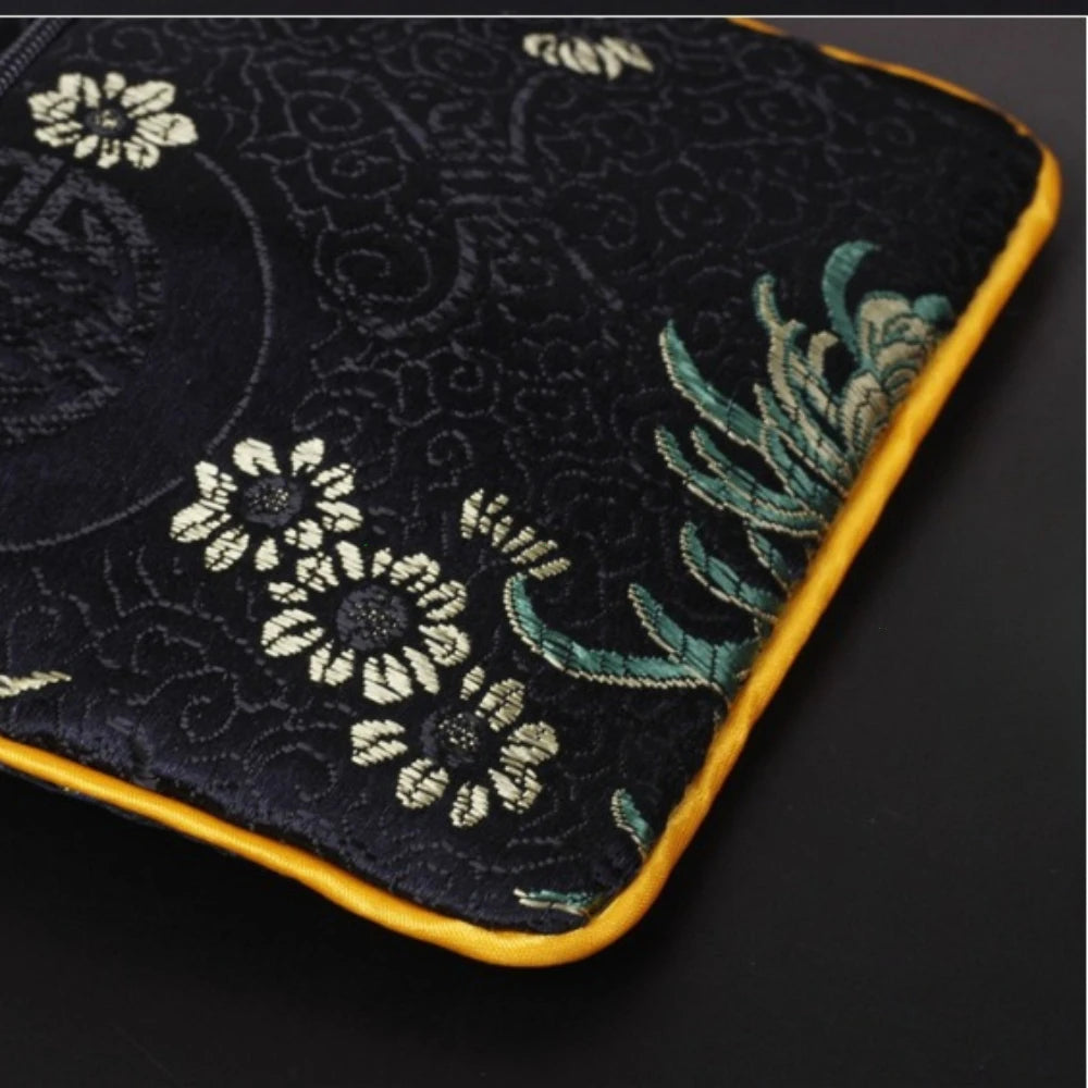 Embroidered Floral Coin Pouch – Chinese Style Jewelry Bag