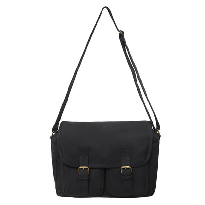 Canvas Flap Messenger Bag – Multi-Pocket Crossbody