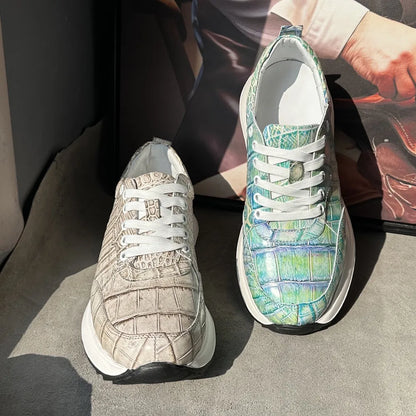 Crocodile Leather Hand-Painted Aurora Sneakers for Men
