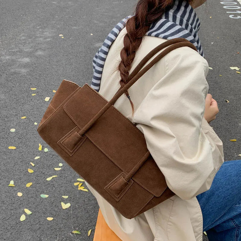 Women's Suede Shoulder Bag – Wings Design Crossbody Handbag