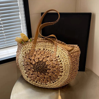 Handmade Straw Woven Tote Bag – Large Capacity Beach Shoulder Bag