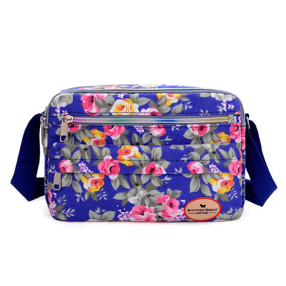 Floral Canvas Crossbody Bag for Women – Rose Print Shoulder Bag