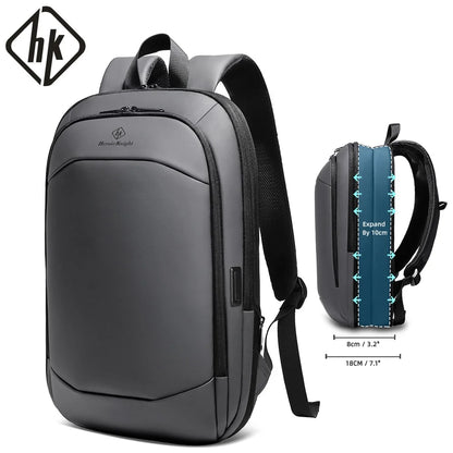 Business Backpack for Men – 17" Laptop, USB Port, Slim Expandable, Waterproof