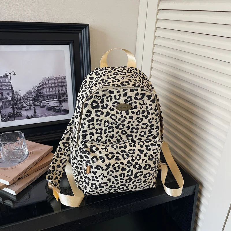 Leopard Print Backpack – Women's Trendy Casual Shoulder Bag