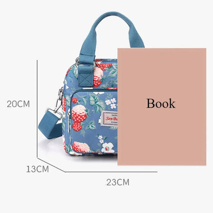 Floral Nylon Crossbody Bag – Women's Multi-Pocket Shoulder Bag