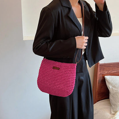 Woven Straw Shoulder Bag Women's Bohemian Crossbody Tote