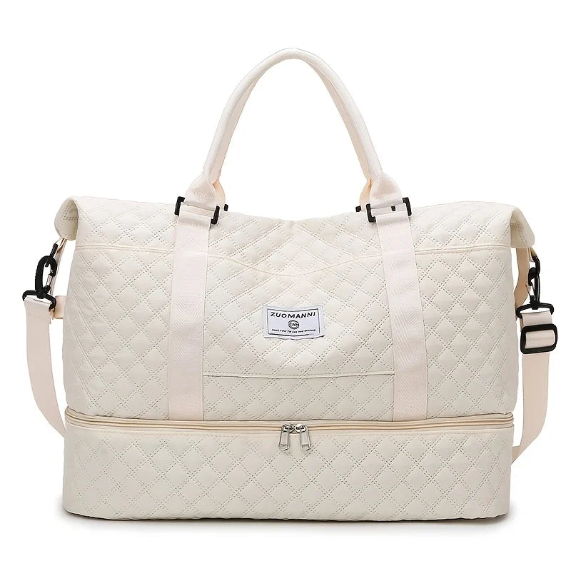 Large Quilted Travel Duffel Bag Women's Gym Weekender