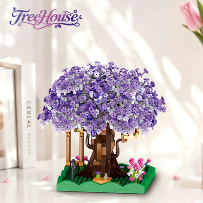 Cherry Blossom Tree House Building Blocks Set – DIY Floral Model Kit