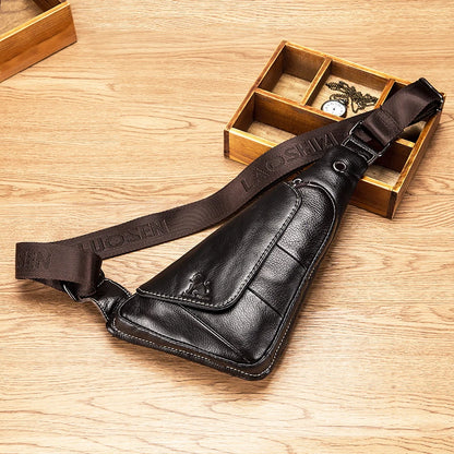 Genuine Leather Men's Triangle Sling Chest Bag – Retro Mini