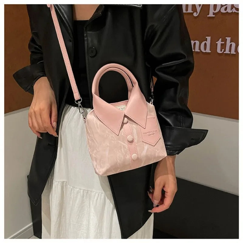 Shirt-Style Crossbody Bag – Minimalist Women's Shoulder Handbag