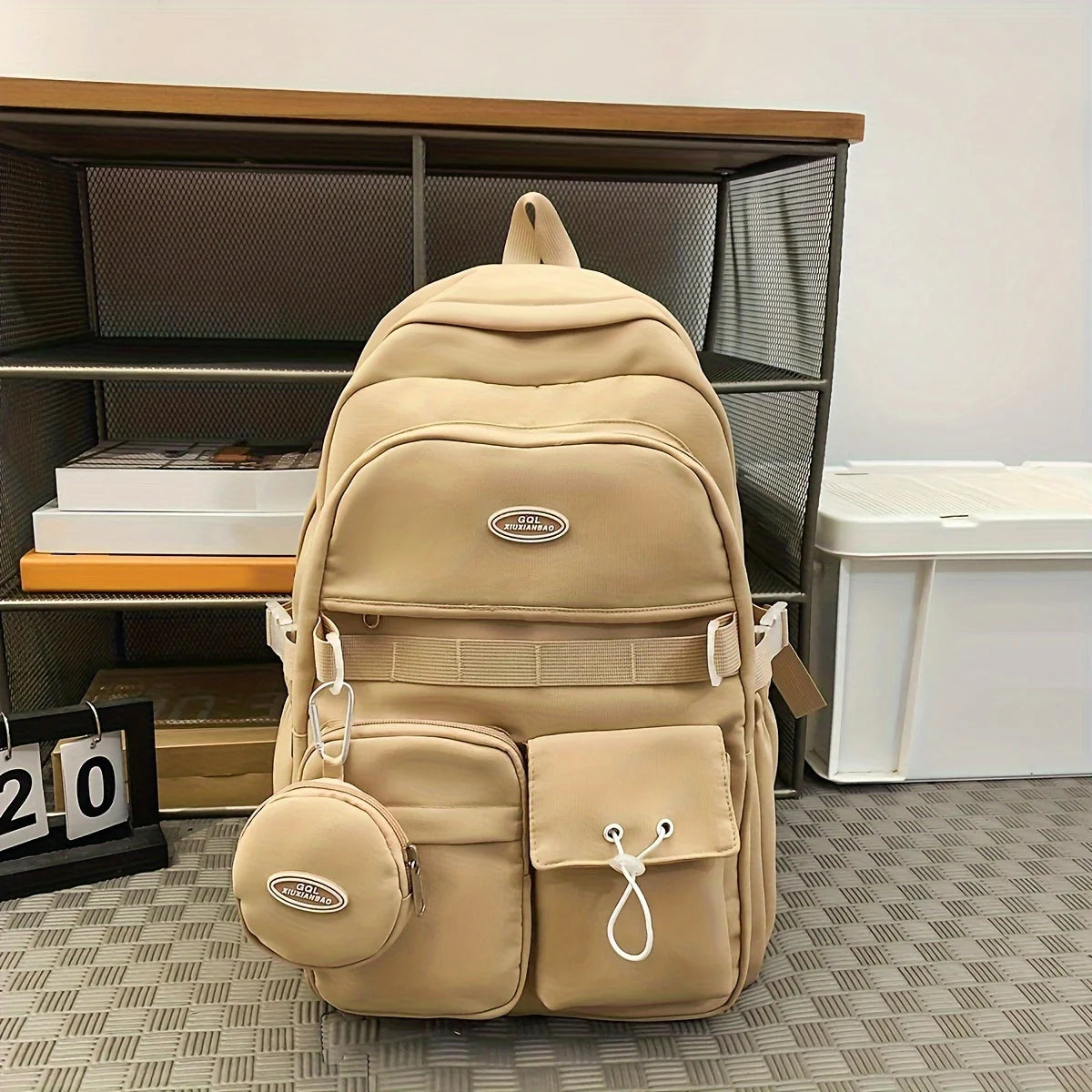 Large Capacity School Backpack with Mini Coin Pouch
