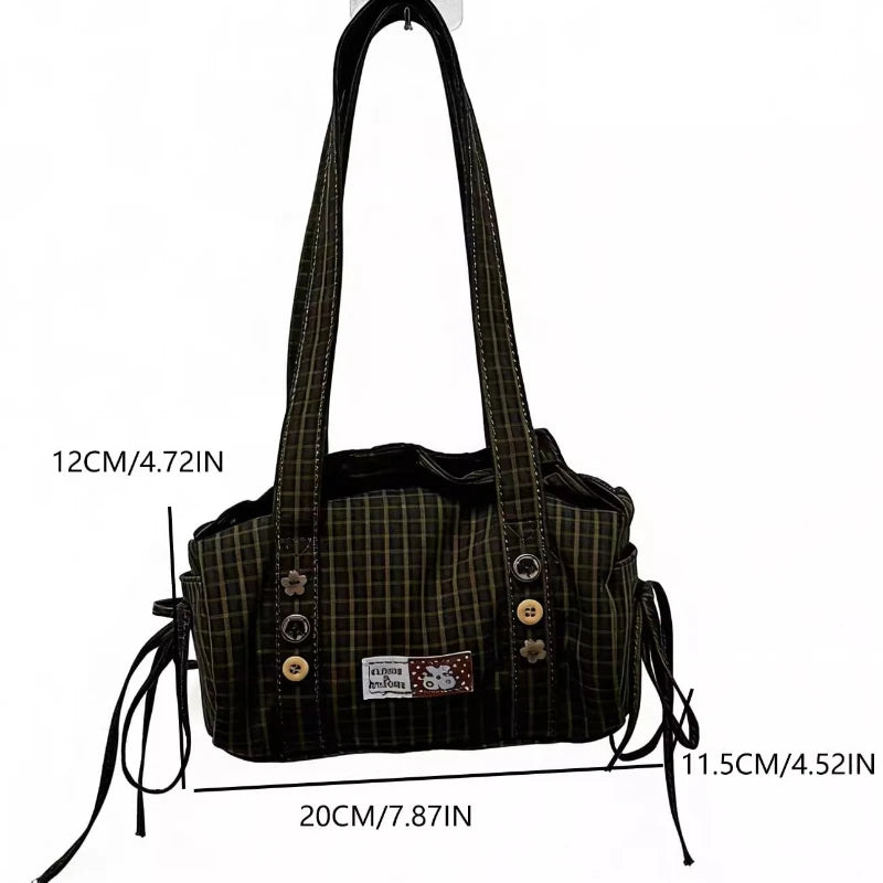 Plaid Shoulder Bag Women Large Capacity Crossbody Tote