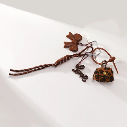 Cute Charm Keychain Set – Heart Clasp, Tassel & Pendant