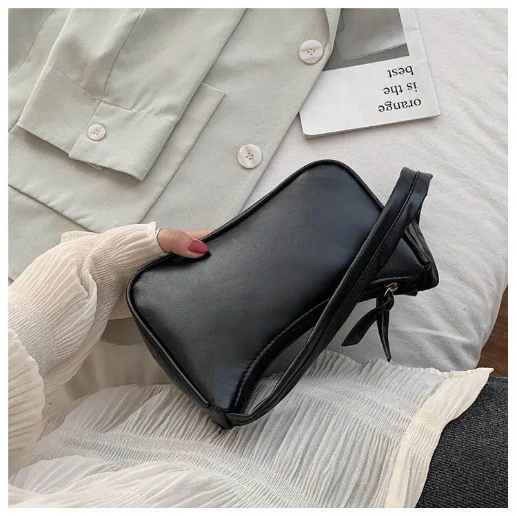 Retro PU Leather Shoulder Bag – Small Underarm Handbag