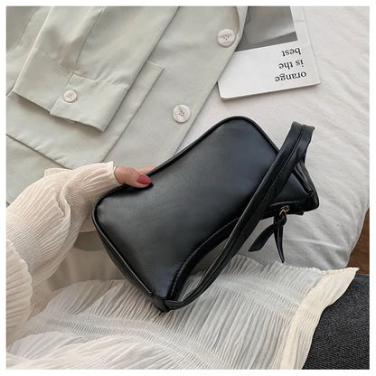 Retro PU Leather Shoulder Bag – Small Underarm Handbag