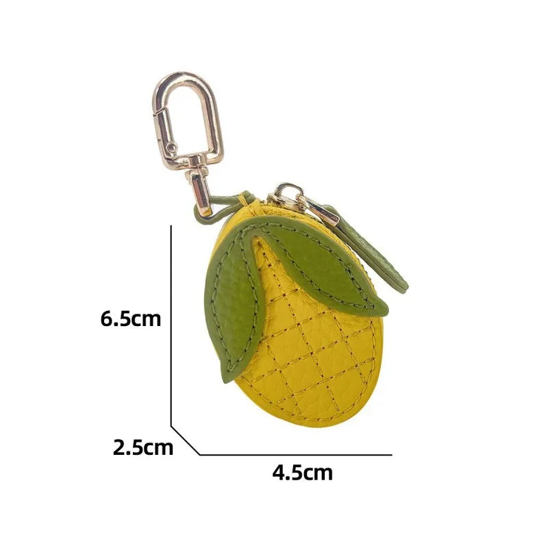 Fruit Coin Purse Keychain – Cute Mini Leather Zipper Pouch
