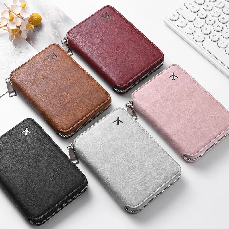 Zippered Passport Holder & Travel Card Organizer Wallet