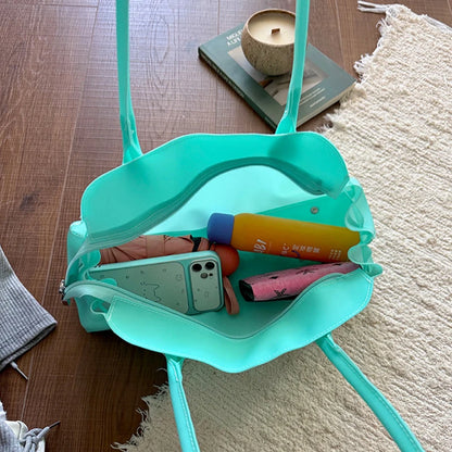 Transparent Jelly Handbag Candy Color Tote Bag Korean Zipper Waterproof Shoulder Women Summer Casual