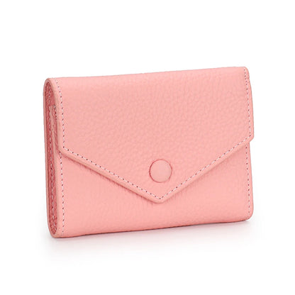 Genuine Leather Trifold Wallet for Women – Slim Cowhide Card Holder